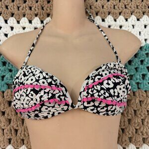 Black White Pink  Bra Bikini Swim Top sz Small